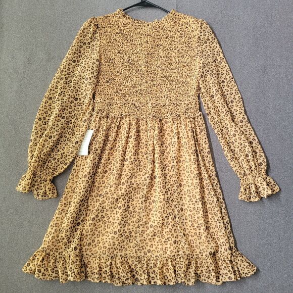Rachel Parcell S Animal Print Smocked Ruffle Long Sleeve Baby Dress 852 - Picture 3 of 11